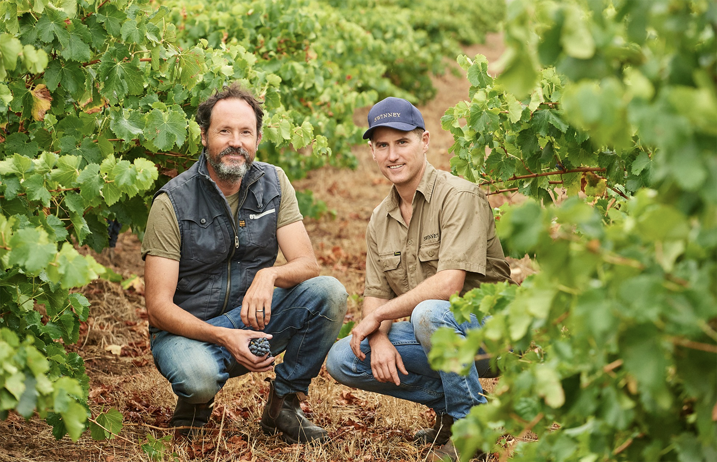 Rob Mann (left) and Swinney’s new viticulturalist, Rhys Thomas