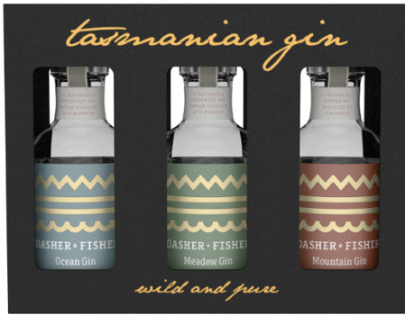 Dasher + Fisher Gin Mini 3-Pack (1 x Mountain 200ml, 1 x Meadow 200ml, 1 x Ocean 200ml)