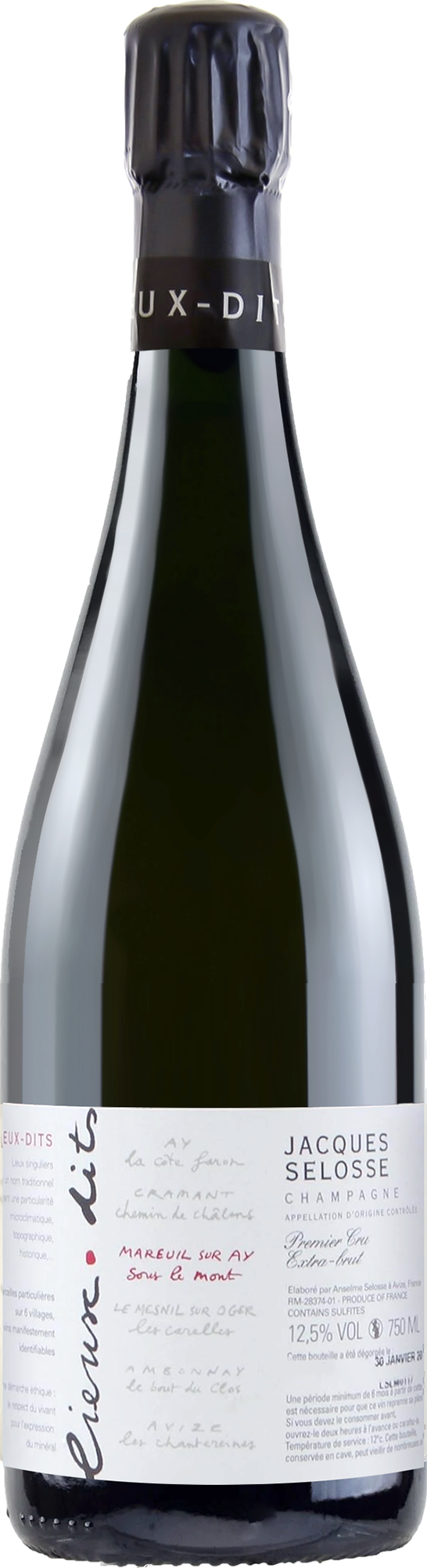 Champagne Jacques Selosse Mareuil sur Aÿ 1er Cru Sous le Mont (Base 16, Disg. Feb 2022)